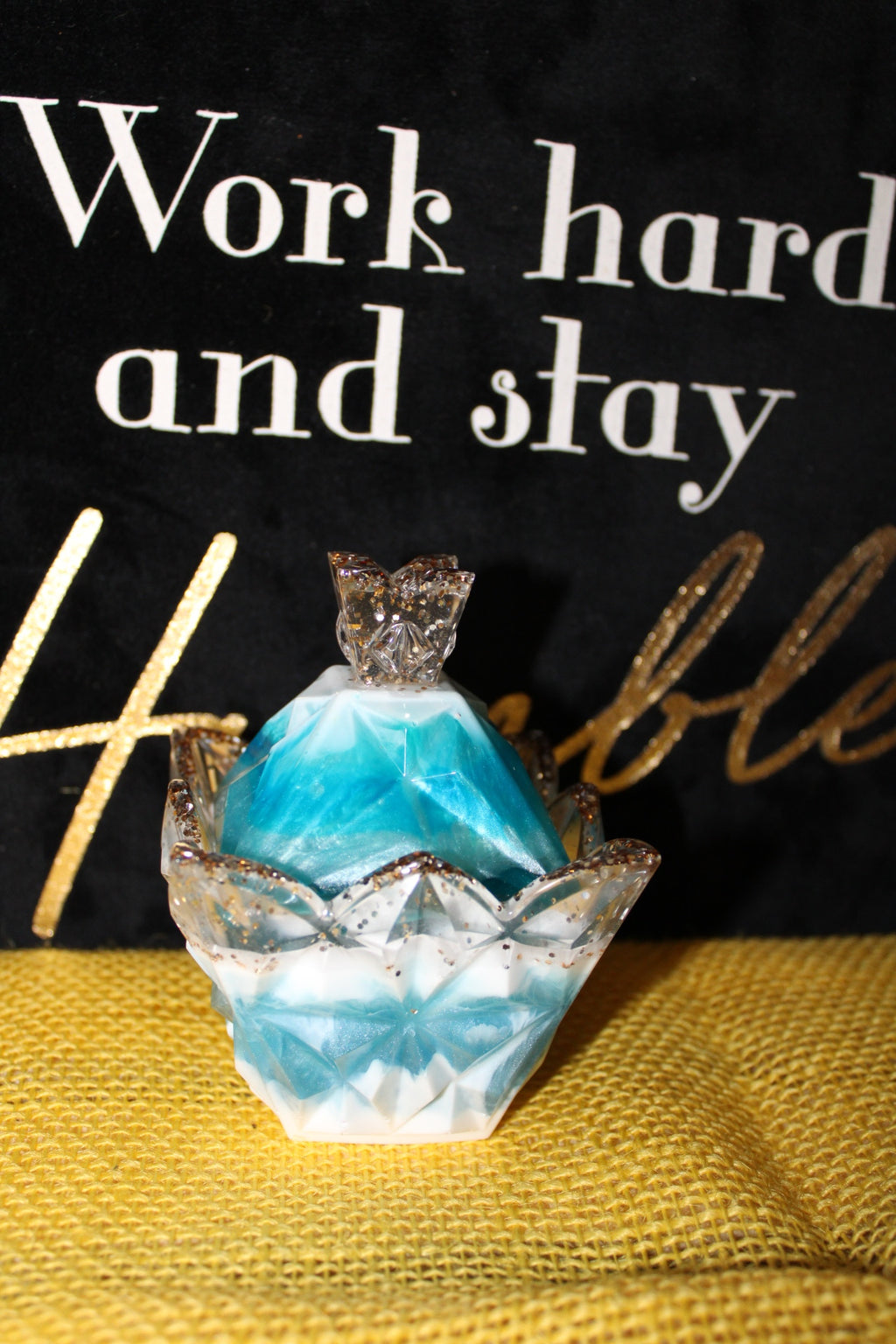 Elegant Baby Blue Resin Jar