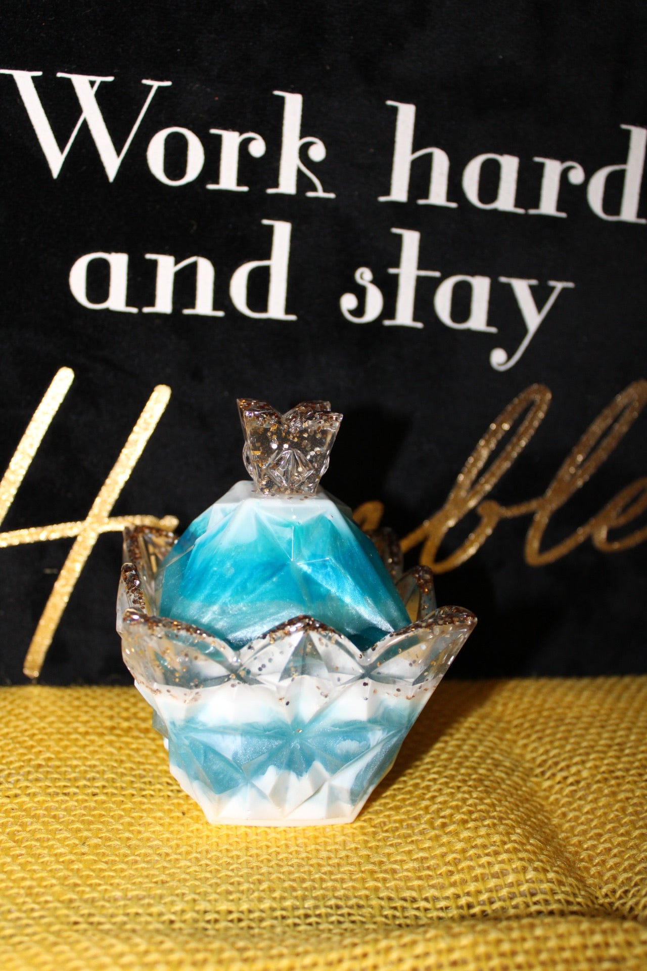 Elegant Baby Blue Resin Jar