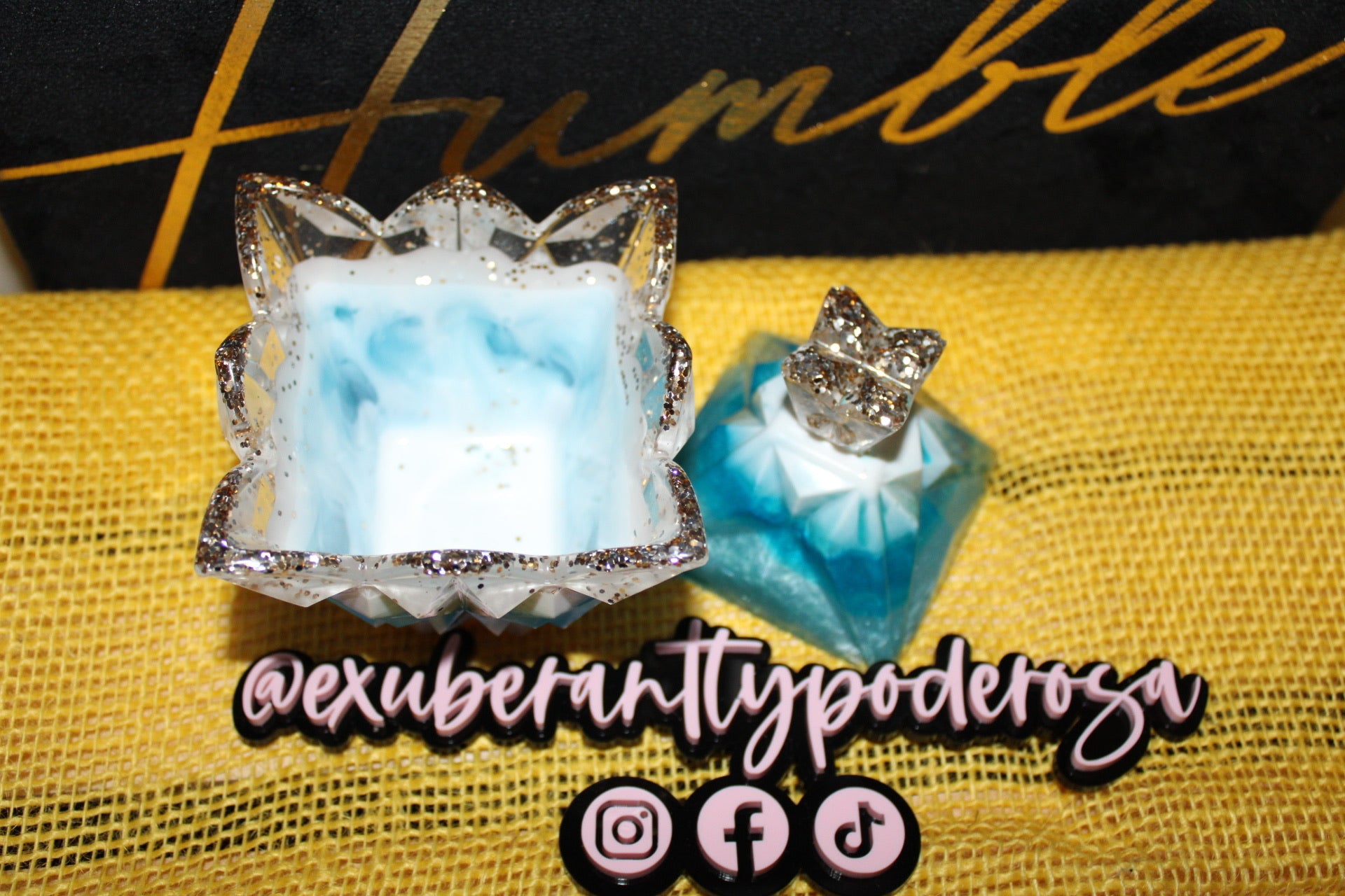 Elegant Baby Blue Resin Jar