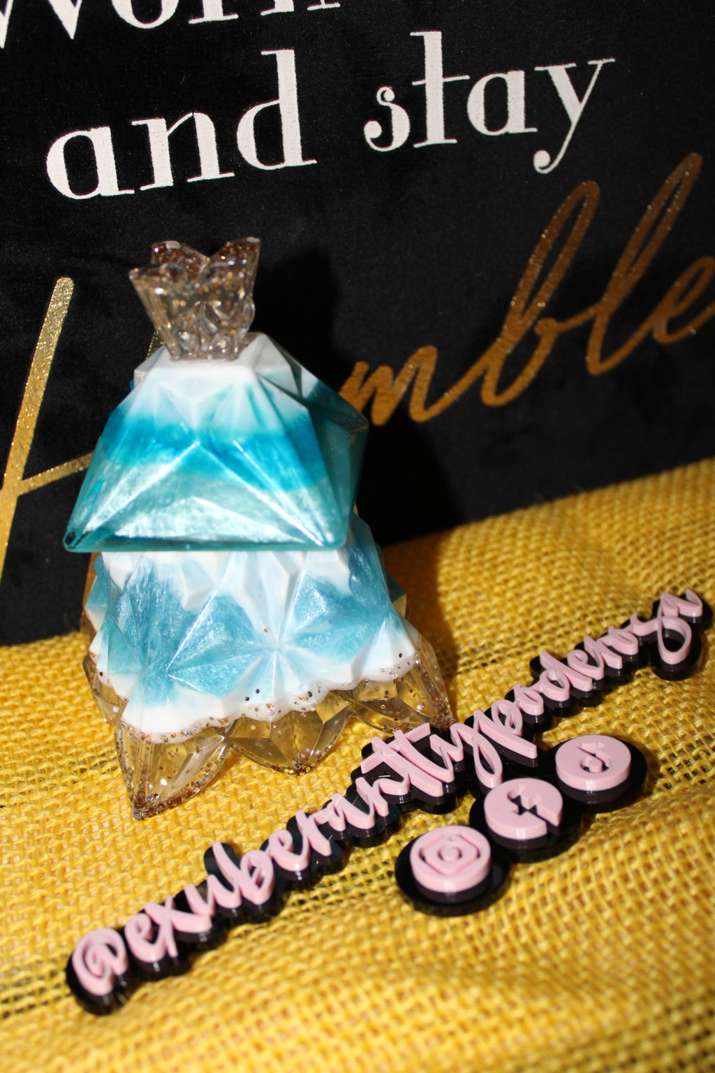 Elegant Baby Blue Resin Jar
