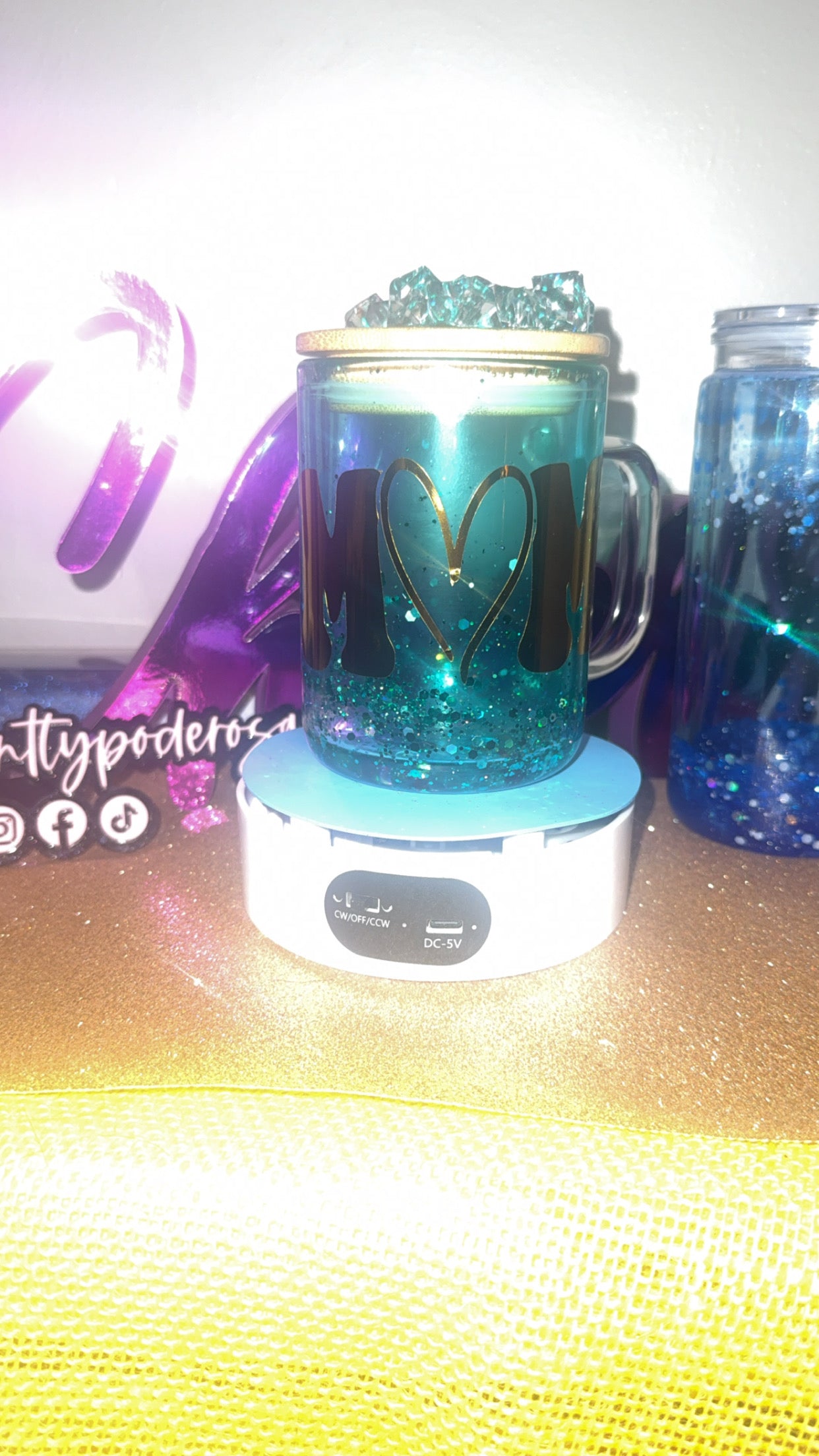 Teal Mom Waterfall Mug SnowGlobe