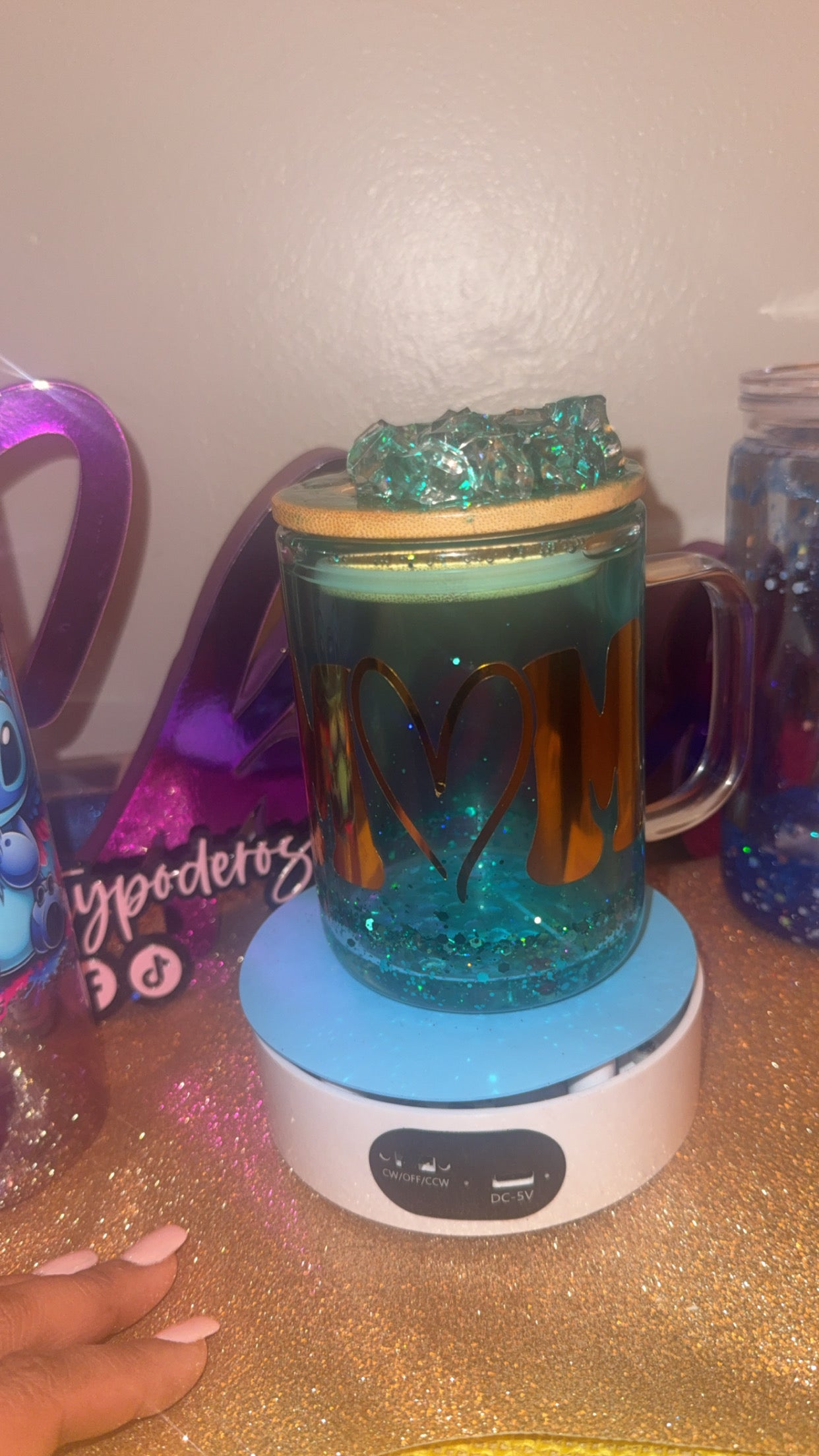 Teal Mom Waterfall Mug SnowGlobe